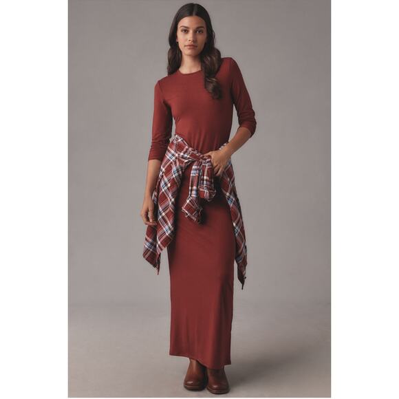 Reformation NWT Tommie Knit Maxi Dress Wine Red Long Sleeve Bodycon Size Medium - Picture 1 of 10